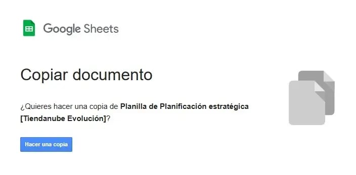 Captura de pantalla al hacer una copia del documento en Google Drive.